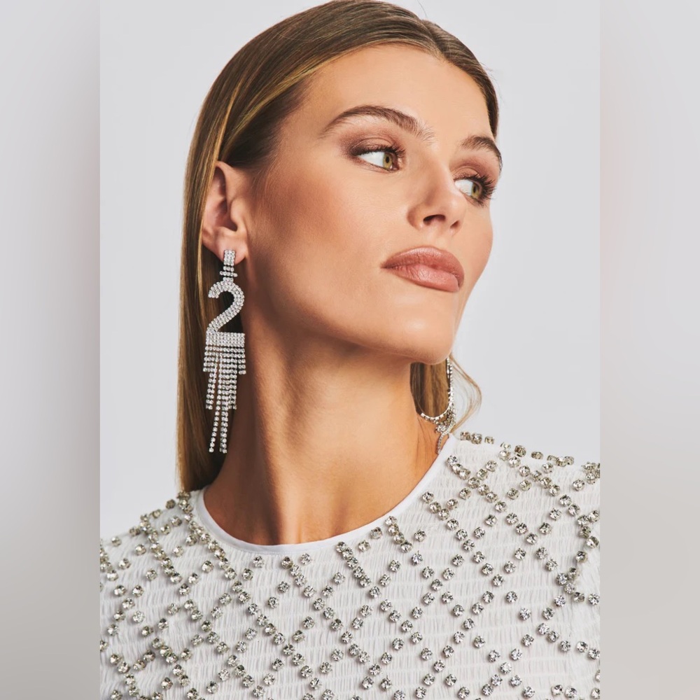 SET OF 2: Rhinestone & Silver Number 💖21💖Earrings
